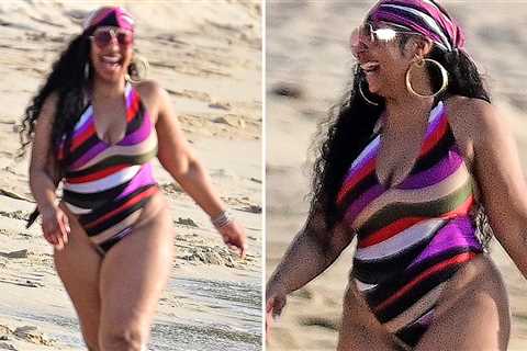 Ashanti Wears Plunging Swimsuit During Barbados Beach Day With Friends