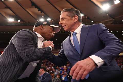 Andrew Cuomo bolts for Knicks opener minutes after NYC mayoral debate – and sits next to Eric Adams