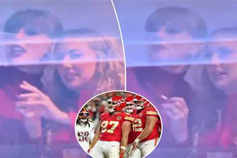 Taylor Swift spotted celebrating fiance Travis Kelce’s touchdown during Chiefs’ win over Commanders
