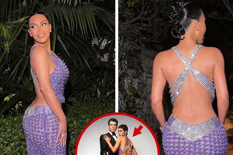 Kim Kardashian Channels Bond Girl Halle Berry for Kris' 70th Bday Bash