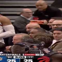 Jalen Brunson has a chippy moment with a Raptors fan — and immediately backs it up