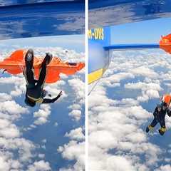 Skydiver Snags Parachute on Plane Tail, Insane Fluke Caught on Video