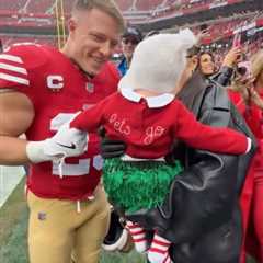 Christian McCaffrey shares adorable pregame moment with Olivia Culpo, baby daughter
