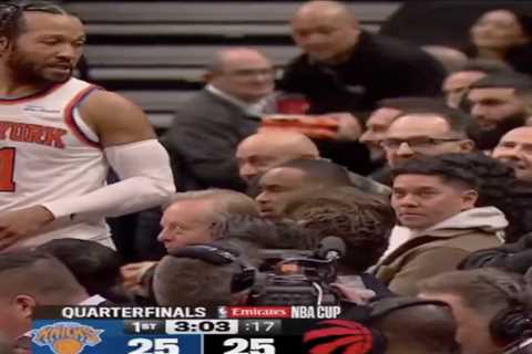 Jalen Brunson has a chippy moment with a Raptors fan — and immediately backs it up