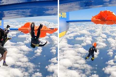 Skydiver Snags Parachute on Plane Tail, Insane Fluke Caught on Video
