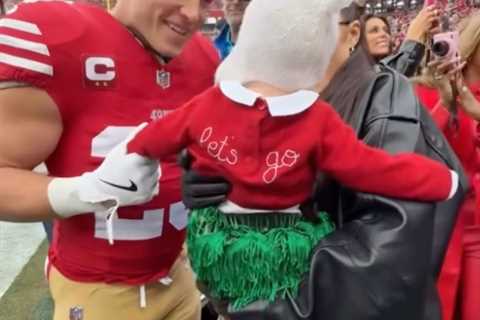 Christian McCaffrey shares adorable pregame moment with Olivia Culpo, baby daughter