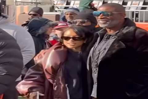 Karrueche Tran and Deion Sanders Support Shedeur Sanders, with Karrueche in a Brown Puffy Leather..