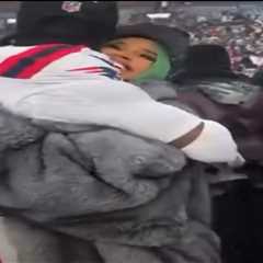 Cardi B in a Custom Gray Leather Sir Babajagne Look as She Congratulates Stefon Diggs After..