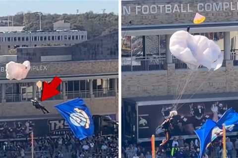 Parachutist Catches on Field Goal Net, Crashes to Ground Before Armed Forces Bowl