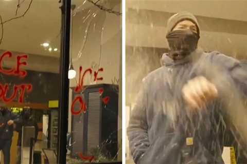 Anti-ICE Protesters Wreak Havoc Outside Hotel Where Feds Believed to Be Staying, on Video