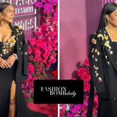 Angela Bassett Stunned in a Falguni Shane Peacock Black Embellished Gown and Blazer at the American ..