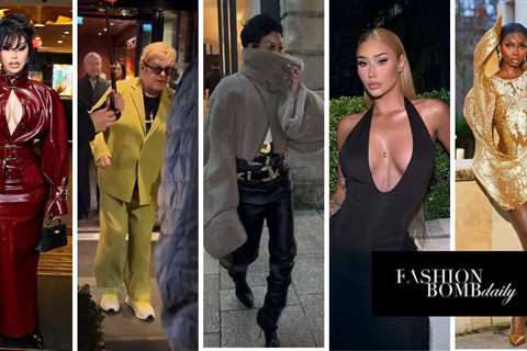 Top 5 Looks of January: Cardi B in a Burgundy Patent Rowen Rose Look, Elton John in a Lime Green..