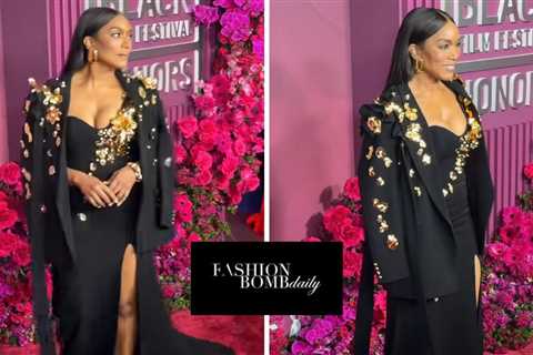 Angela Bassett Stunned in a Falguni Shane Peacock Black Embellished Gown and Blazer at the American ..