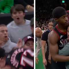 Sixers' V.J. Edgecombe Hugs Woman After Courtside Collision