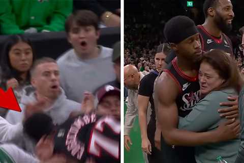 Sixers' V.J. Edgecombe Hugs Woman After Courtside Collision