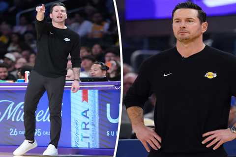 Lakers head coach J.J. Redick laces up custom made Nike sneakers for Autism Acceptance Month