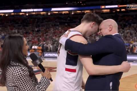 Dan Hurley headbutts UConn’s Braylon Mullins in bizarre moment following Final Four victory