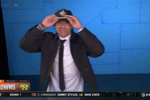 Jordyn Tyson sobs on stage after being selected by Saints in heartwarming NFL draft moment