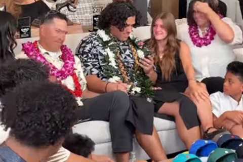 Spencer Fano’s fiancée gets caught in middle of lineman’s wild NFL draft night celebration