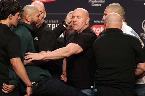 Khamzat Chimaev Kicks Sean Strickland At UFC Presser, Armed Security On Stage