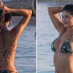Kylie Jenner Flaunts Curves in Tiny Camo Bikini on Turks & Caicos Trip