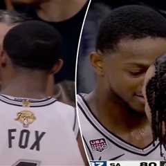 Jalen Brunson gets nose-to-nose with Spurs’ De’Aaron Fox in heated NBA Finals Game 2 scene