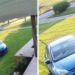 Amazon Delivery Person Drives Car Over Front Lawn to Deliver Package, On Video