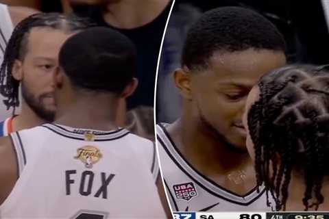 Jalen Brunson gets nose-to-nose with Spurs’ De’Aaron Fox in heated NBA Finals Game 2 scene