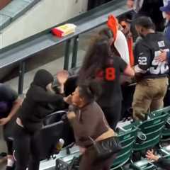 Female fan brawl breaks out at Giants-Rockies game as man violently pummels woman