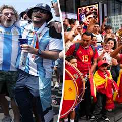 Argentina, Spain soccer fans flood New York streets ahead of World Cup final