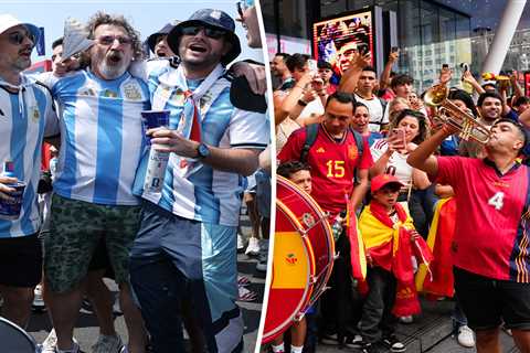 Argentina, Spain soccer fans flood New York streets ahead of World Cup final