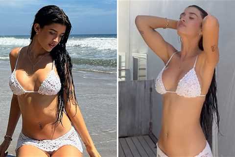 Sami Sheen Hits The Shower In Crochet Bikini