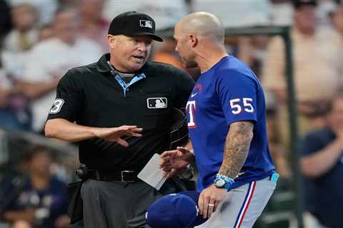 Rangers manager’s heated argument with ump pauses for ‘God Bless America’ in strange moment