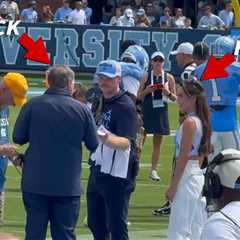 Bill Belichick's GF Jordon Hudson Looks Giddy on Sidelines Before UNC Game
