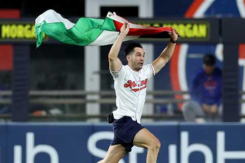 Palestinian Flag-Waving Man Tackled and Restrained by Security At Yankee Stadium